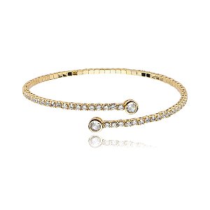 Pulseira aro flexível zircônia ouro semijoia 24k19069