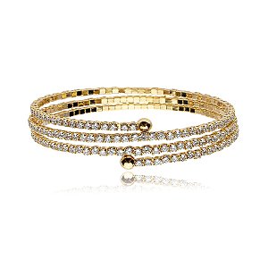 Pulseira mola zircônia ouro semijoia 24k18101