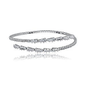 Pulseira aro flexível zircônia ródio semijoia 24k19066