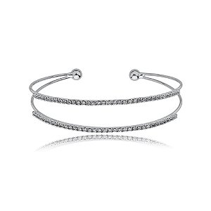 Bracelete aro duplo zircônia ródio semijoia 24k18088