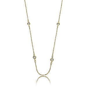 Colar longo cristais ouro semijoia
