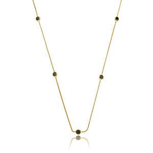 Colar médio zircônia preta ouro semijoia 1202