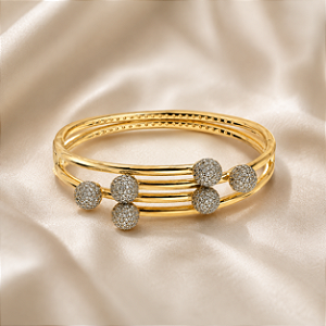 Bracelete Esferas com Zircônias Cristal Banhado a Ouro PU 1302