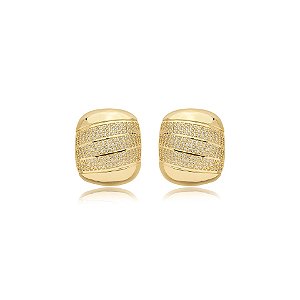 Brinco retangular zircônia ouro semijoia BA 7621