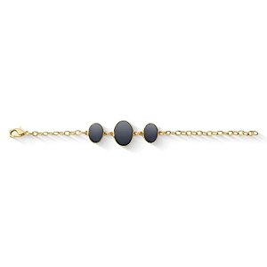 Pulseira oval pedra natural hematita ouro semijoia
