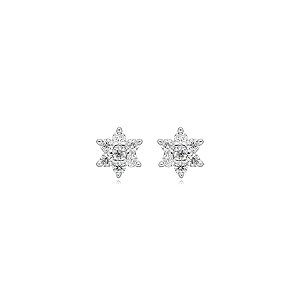 Brinco Elaine Palma mini flor moissanite prata 925