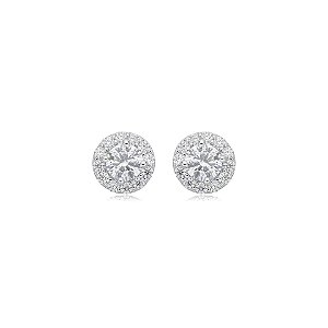 Brinco Elaine Palma redondo glam moissanite prata 925 4 mm