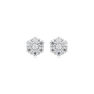 Brinco Elaine Palma flor moissanite prata 925