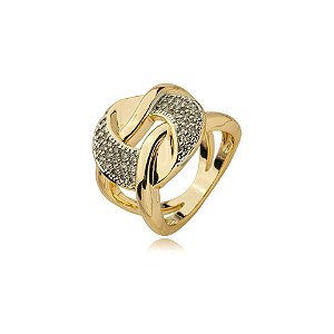 Anel elos zircônia ouro semijoia AN 1057