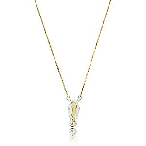 Colar cavalo bicolor prata ouro semijoia