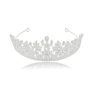 Tiara coroa noiva cristais prateado
