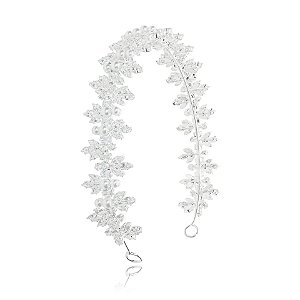 Tiara coroa noiva pérolas cristais prateado