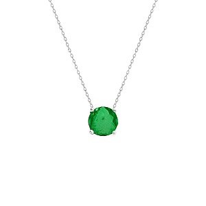 Colar corrente cristal esmeralda fusion prata 925