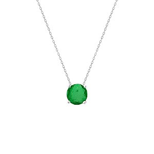 Colar corrente cristal esmeralda fusion prata 925