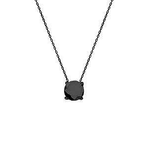 Colar corrente cristal preto ródio negro prata 925