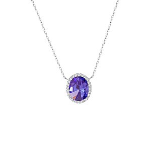 Colar corrente oval cristal tanzanita prata 925