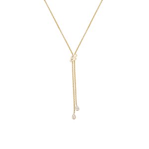 Colar corrente zircônia gota ouro prata 925
