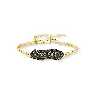 Pulseira orgânica pedra natural pirita ouro semijoia