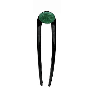 Pente coque resina preto e verde