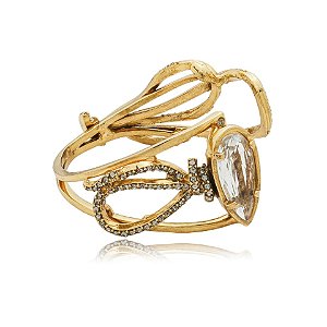Bracelete Claudia Arbex cristais ouro vintage