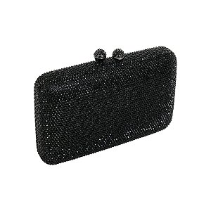 Clutch retangular strass preto S-283