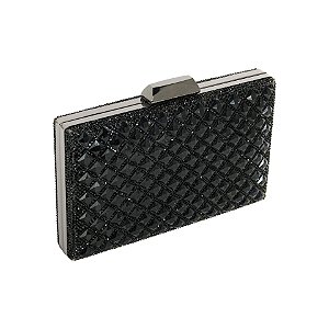 Clutch retangular cristais preto S-404