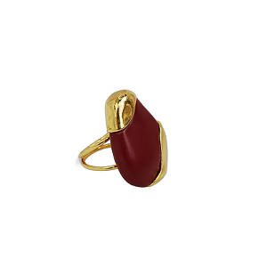Anel Nádia Gimenes resina burgundy ouro semijoia
