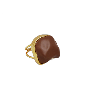 Anel Nádia Gimenes resina mocha mouse ouro semijoia
