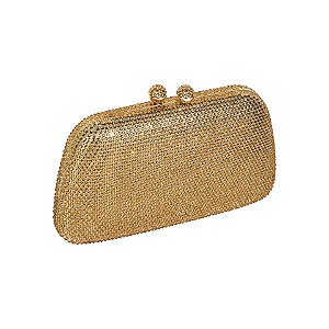 Clutch trapézio strass dourado S-284