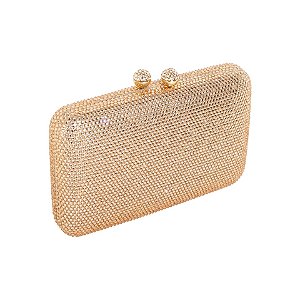 Clutch retangular strass champanhe S-283