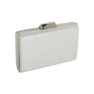 Clutch retangular texturizado prateada K-88