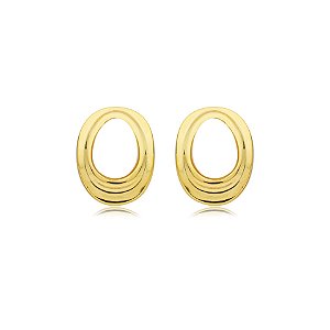 Brinco Mariana Amaral oval resina perolada ouro semijoia