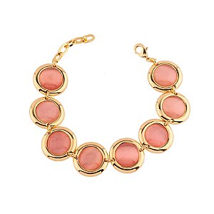 Pulseira Mariana Amaral resina rosa ouro semijoia