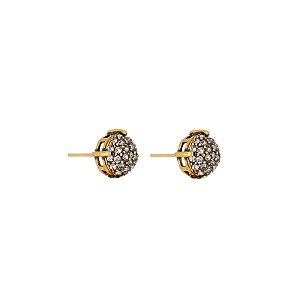 Brinco Hector Albertazzi redondo strass ouro vintage