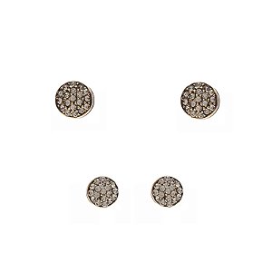 Kit 2 brincos Hector Albertazzi redondo cristais black diamond ouro vintage