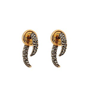 Brinco Hector Albertazzi mini safari strass ouro vintage