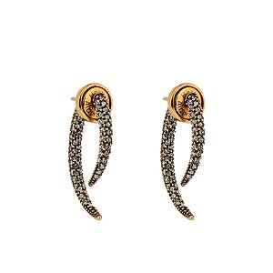 Brinco Hector Albertazzi slim safari strass ouro vintage