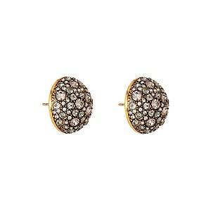 Brinco Hector Albertazzi botão black diamond ouro vintage