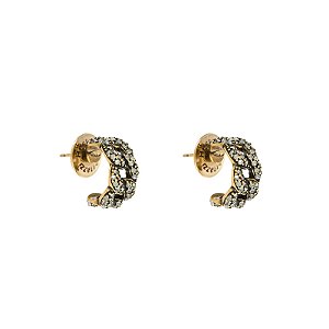 Brinco argolinha Hector Albertazzi grumê black diamond ouro vintage