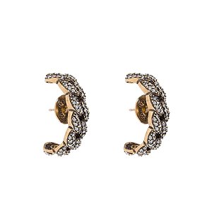 Brinco ear hook Hector Albertazzi grumê black diamond ouro vintage