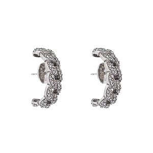 Brinco ear hook Hector Albertazzi grumê black diamond prata boho