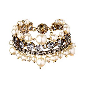Pulseira Hector Albertazzi pérolas cristais ouro vintage