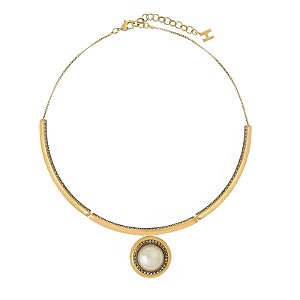 Colar Hector Albertazzi pérola cristais ouro vintage