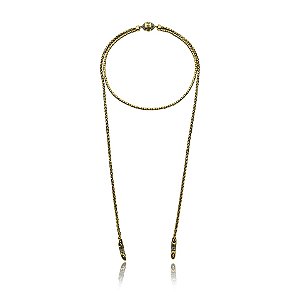Colar Hector Albertazzi ponta dupla cristais ouro vintage