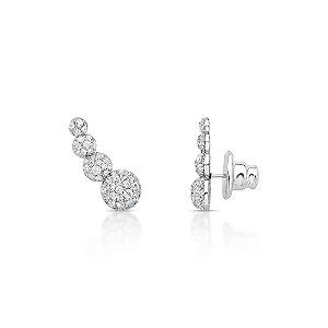 Brinco ear cuff esferas zircônia ródio semijoia
