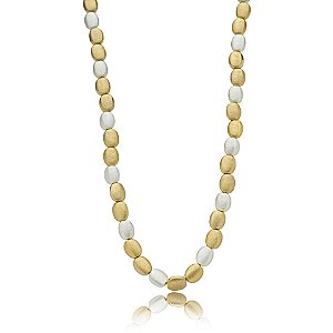 Colar oval mix ouro e ródio fosco semijoia