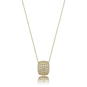 Colar pingente zircônia ouro semijoia