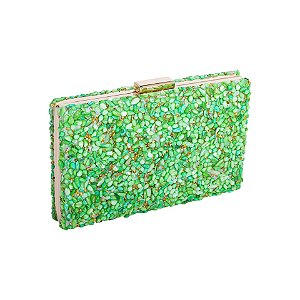 Clutch retangular pedrarias verde claro RY2206