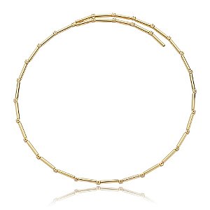 Colar aro flexível canutilho zircônia ouro semijoia 9791z