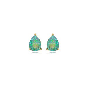 Brinco gota cristal opala verde ouro semijoia 25k01063